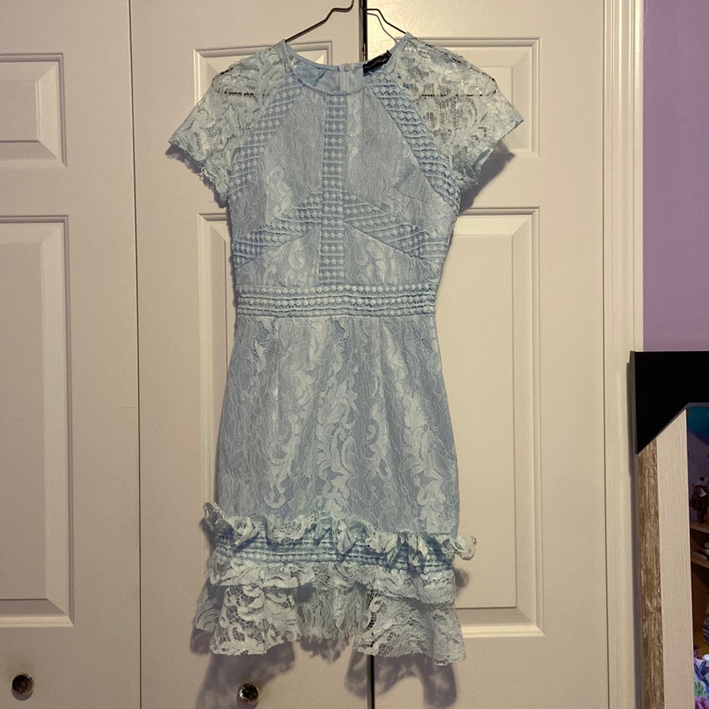 Baby blue short formal dress